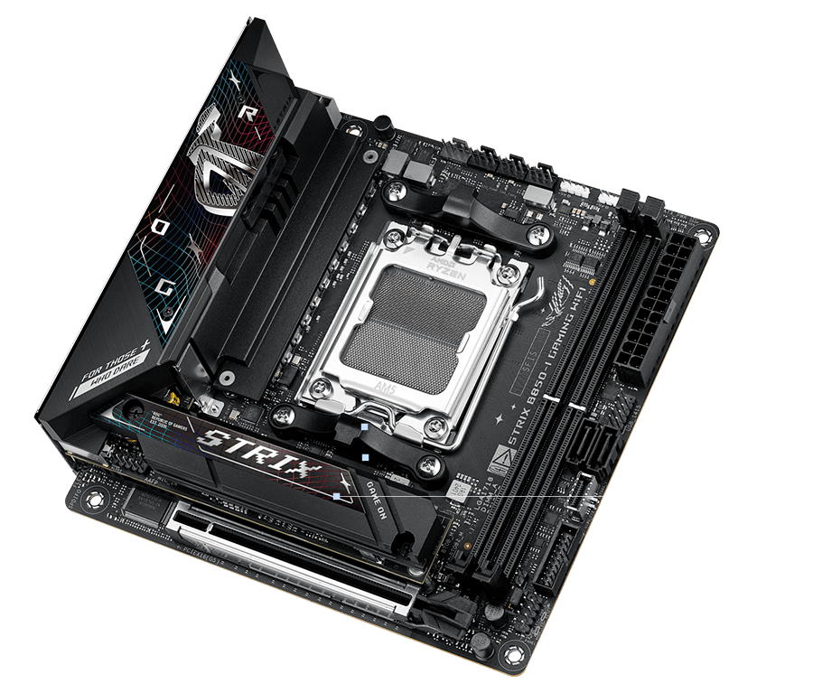 Strix B850-I M.2 heatsinks and backplate layout