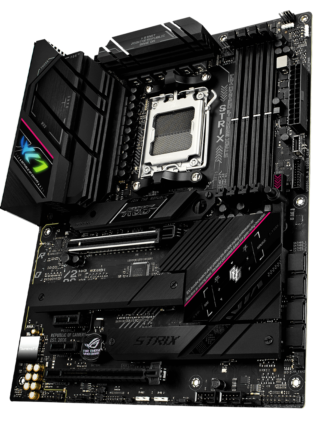 Das ROG Strix B650E-F PCIe 5.0 M.2 und Erweiterungssteckplatz-Layout