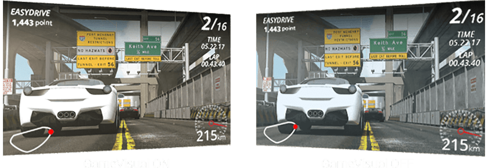 Game Visual – obraz – tryb Racing wł. i wył.