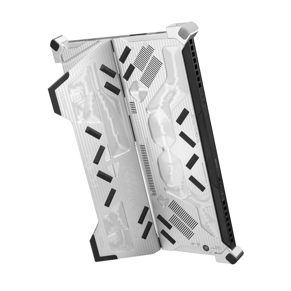 Rear view of the Flow Z13-ACRNM RMT02 in portrait mode, with emphasis on the kickstand.