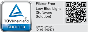 TUV certified flicker free and low blue light logo