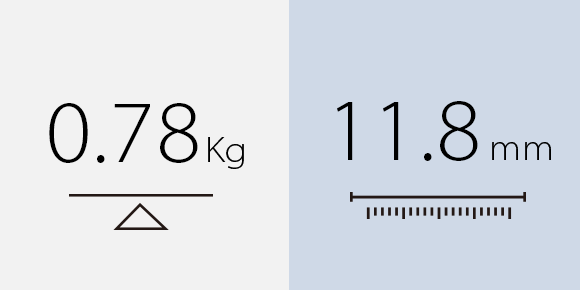 MB166CV weights 0.78kg and as slim as 11.8mm 