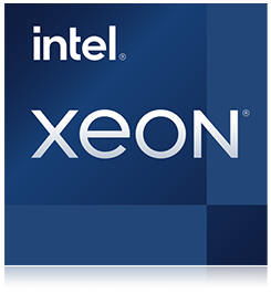 This is an Intel Xeon logo on a blue gradient background.