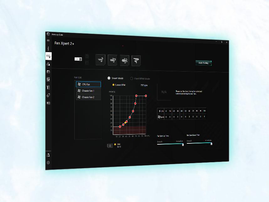 UI for Fan Xpert 2+ cooling controls. 