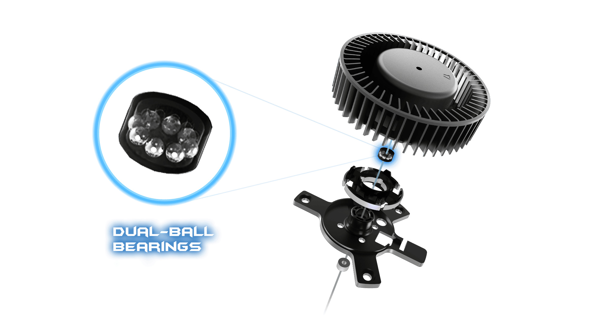 Dual ball fan bearings