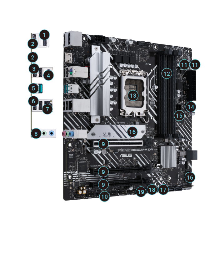 ASUS PRIME B660M-A D4 Carte mère Micro ATX Socket LGA 1700 - DDR4  (90MB19K0-M0EAY0) avec Quadrimedia