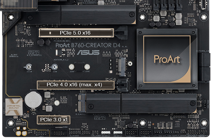 ProArt B760-Creator D4 支援適用於顯示卡的 PCIe 5.0