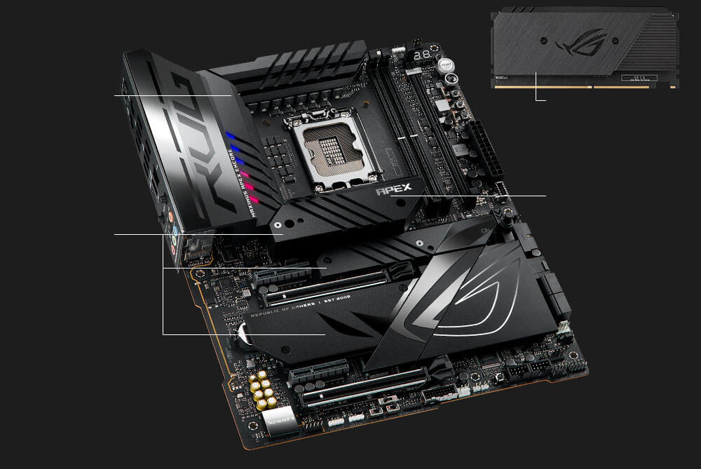 The ROG Maximus Z790 Apex Encore features an upgraded cooling solution.