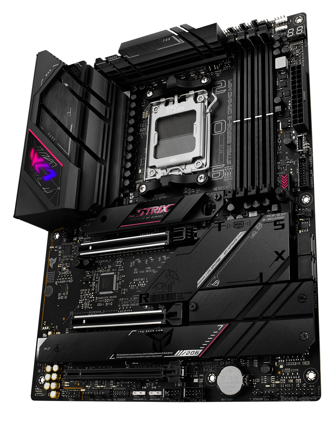 Disposition du PCIe 5.0 M.2 et du slot d’extension sur la ROG Strix B650E-E