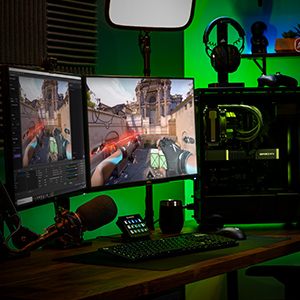 A PC set up for playing and streaming games