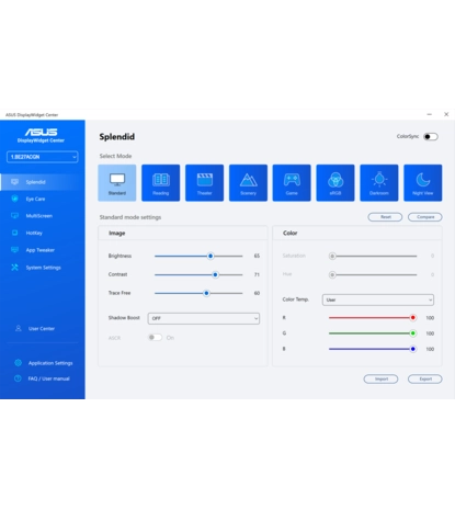 DisplayWidget Center gebruikersinterface