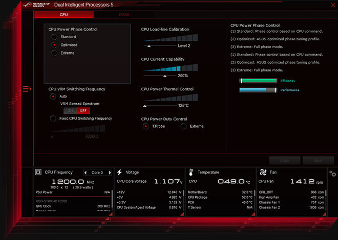 UI showing Precise Digital Power Control