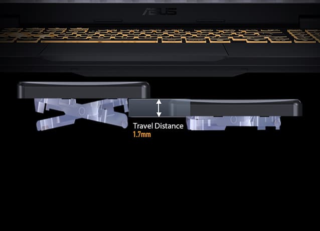 A close-up view of the bezel on the screen of the TUF Gaming F16, with emphasis on the webcam module.