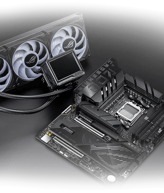 The ROG Crosshair X870E Apex & ROG Ryujin III 360 ARGB Extreme
