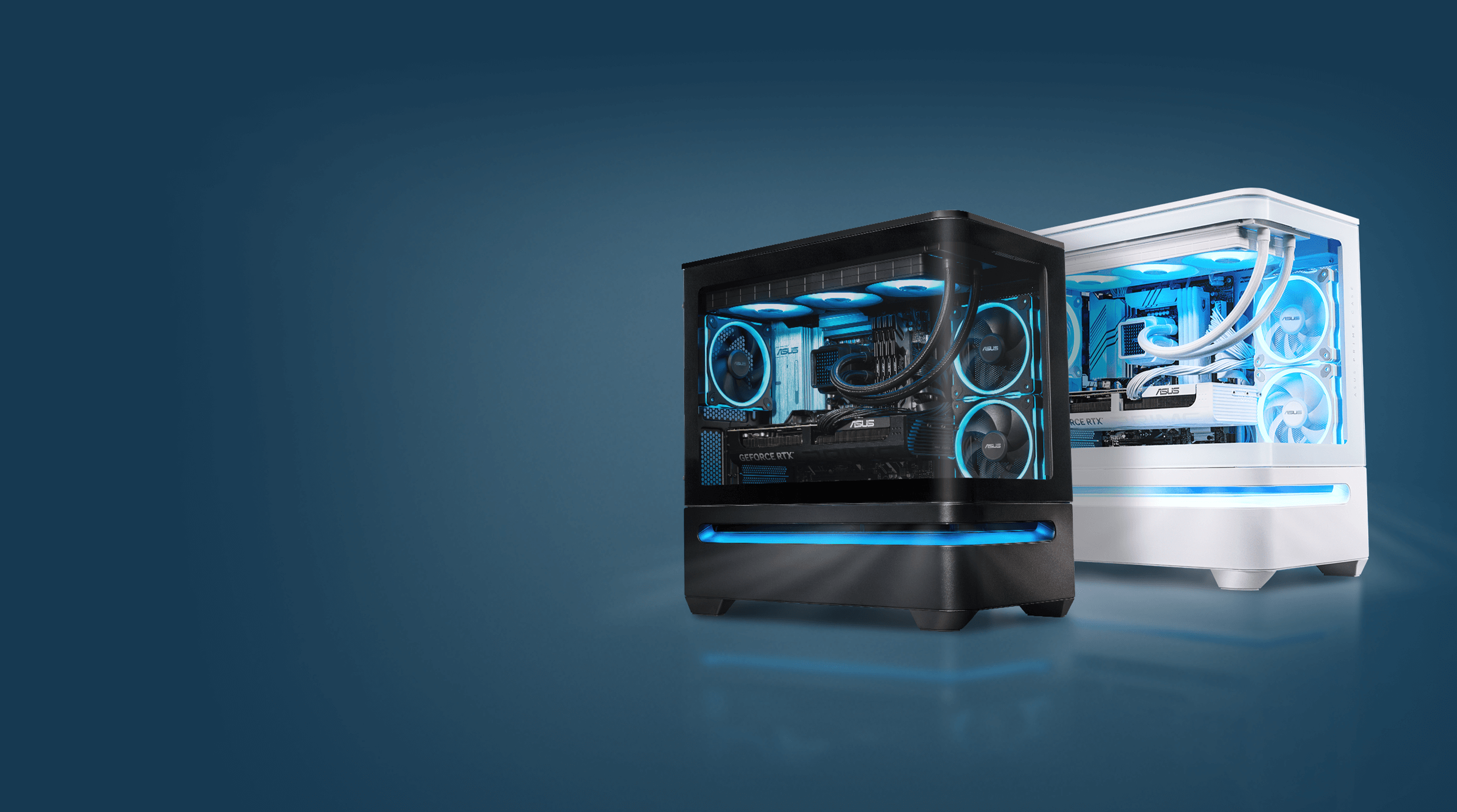 ”black and white AP202 ARGB cases side-by-side