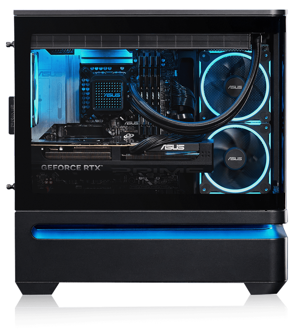 line drawings of internal components with PC setup on right