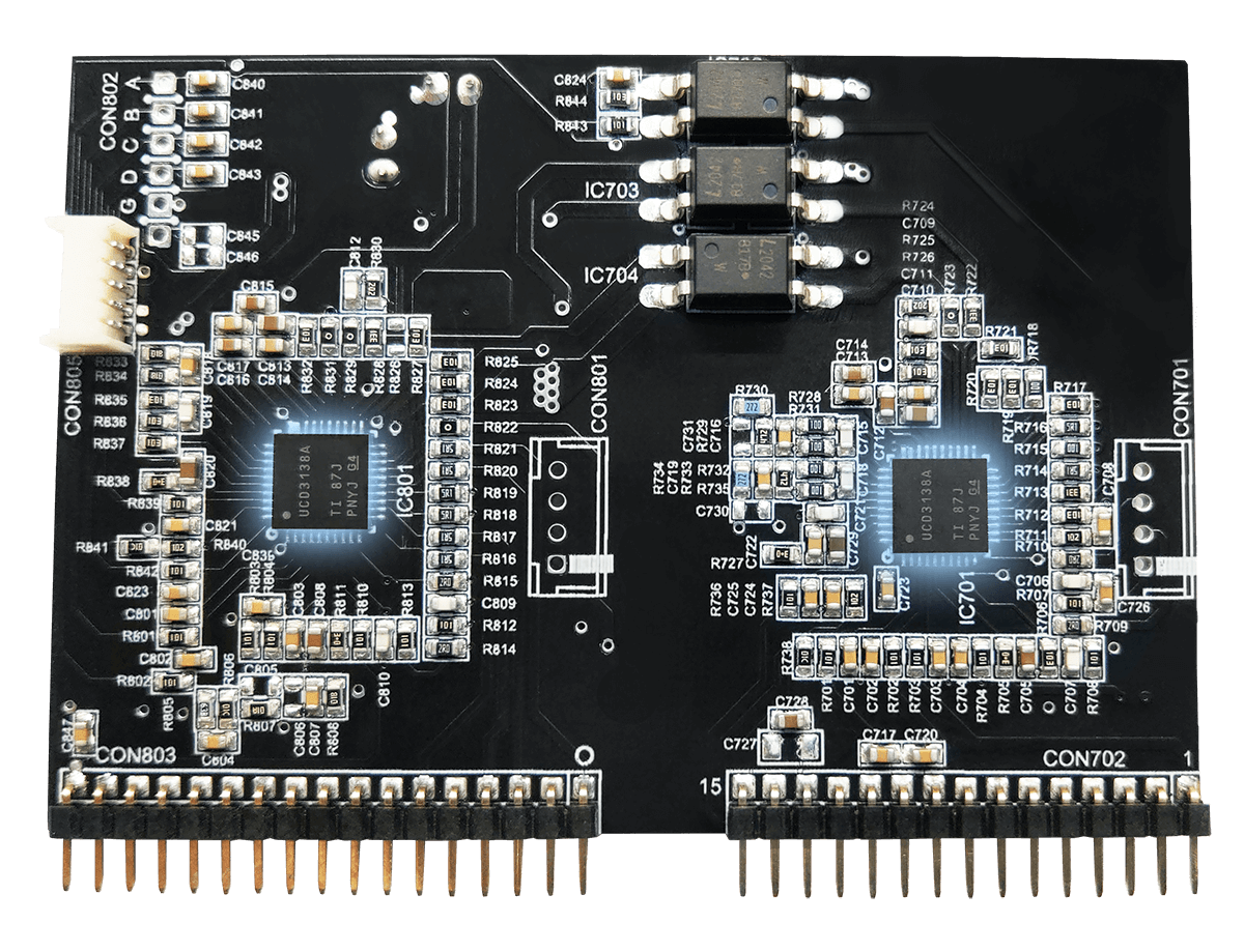 PCB featuring a pair of digital controllers