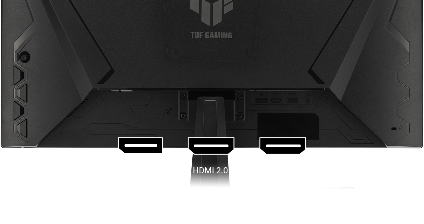 Zu den zahlreichen Anschlussmöglichkeiten gehören HDMI® 2.1, HDMI® 2.0 und DisplayPort™ 1.4 Anschlüsse.