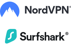 VPN 服务提供者图示：NordVPN 和 Surfshark VPN