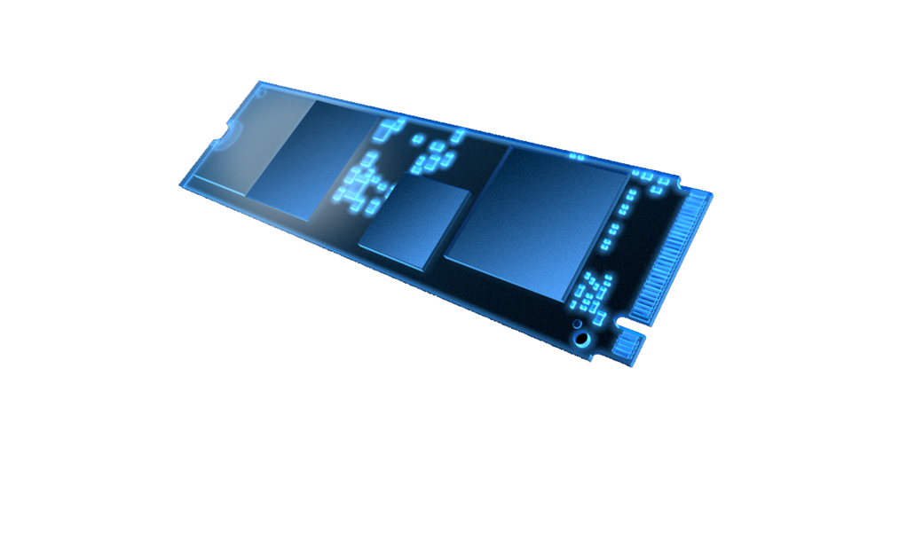 A stylized 2D wireframe image of an M.2 SSD. - original picture