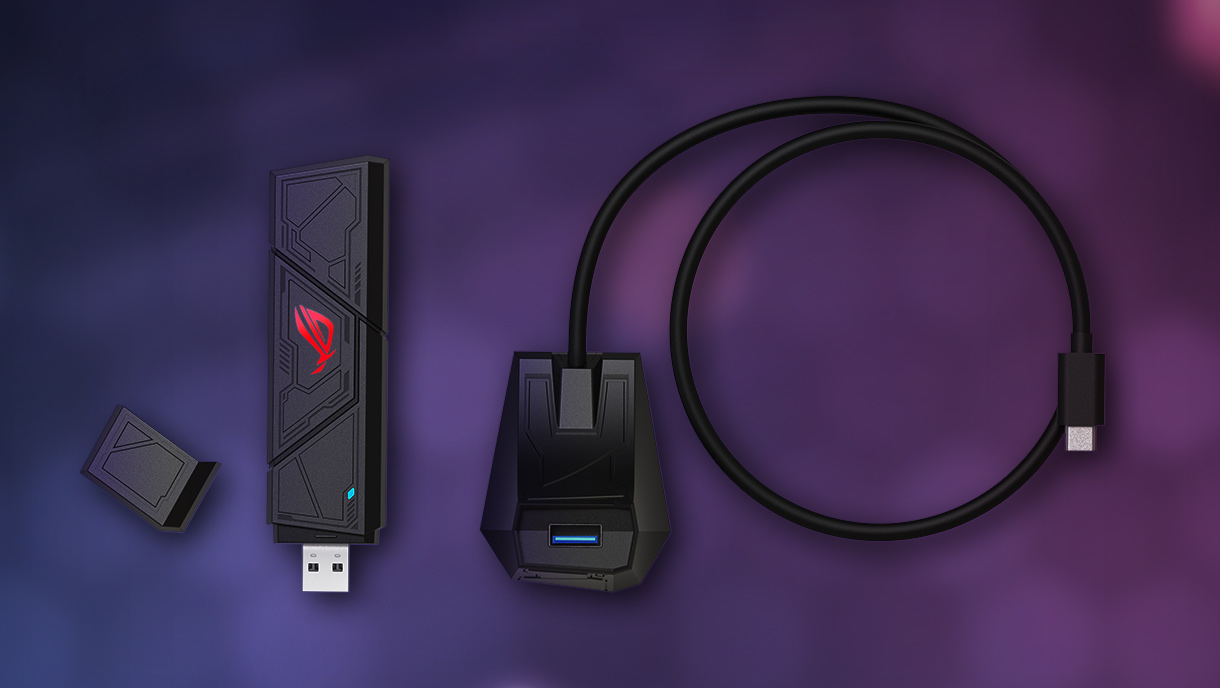 An image shows the plug-and-play design of the ROG USB-BE92.