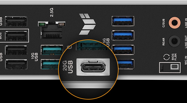 Rear USB 20Gbps Type-C®