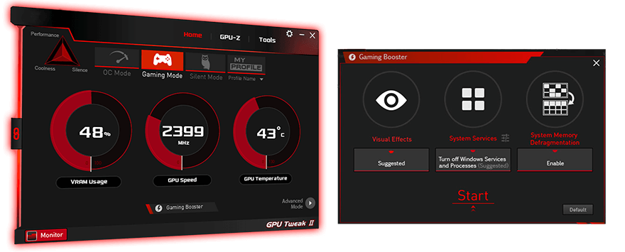 Gebruikersinterface van GPU Tweak II