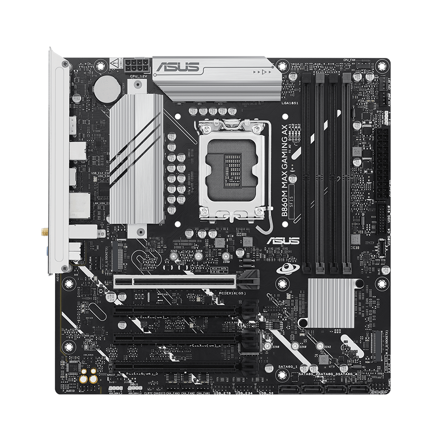 B860M MAX GAMING AX front view.