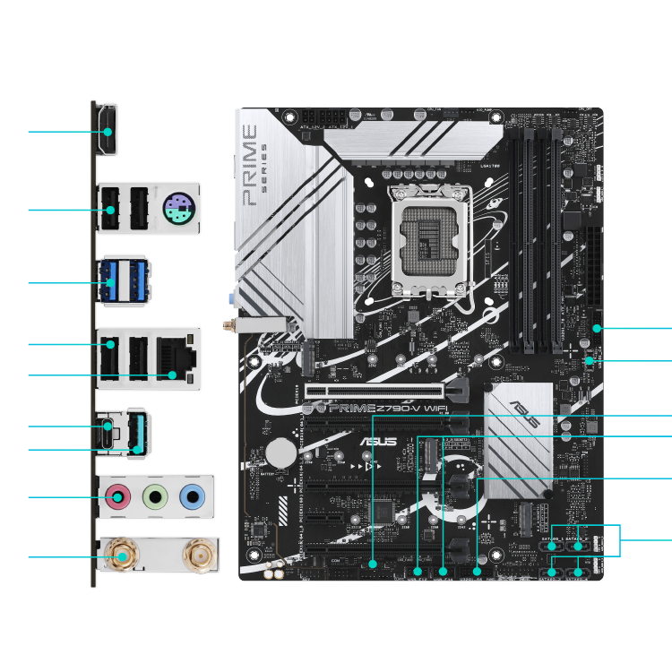 All specs of the PRIME Z790-V WIFI-CSM motherboard