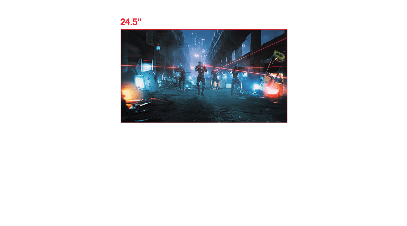 Users can set the aspect ratio to show a 24.5”-sized image.” screen size