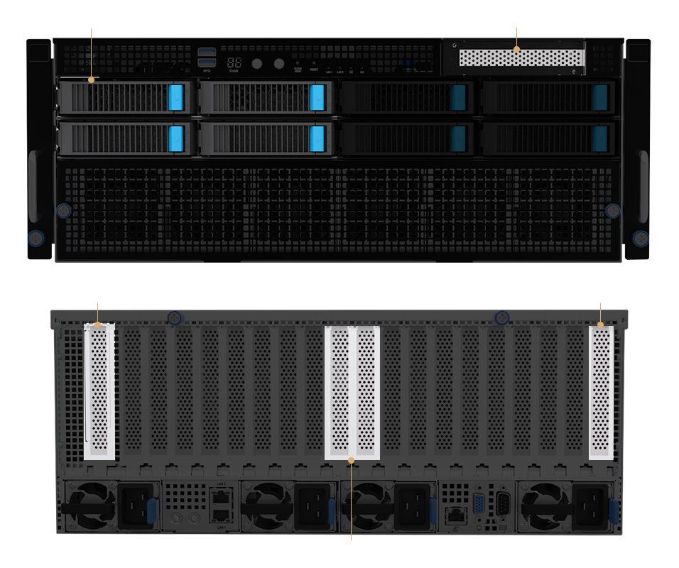 The front/rear panel of 5 PCIe + 4 NVMe layout