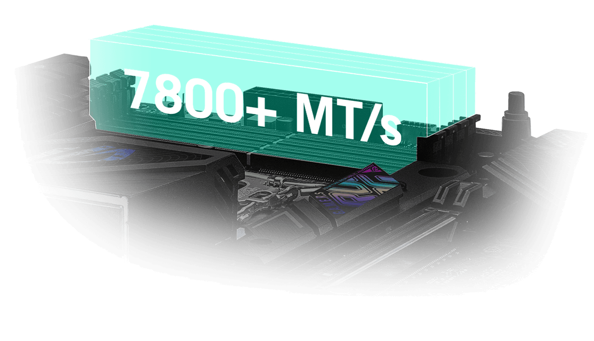 Strix B760-F cho phép bạn ép xung bộ nhớ lên tới 7800+ MT/s.