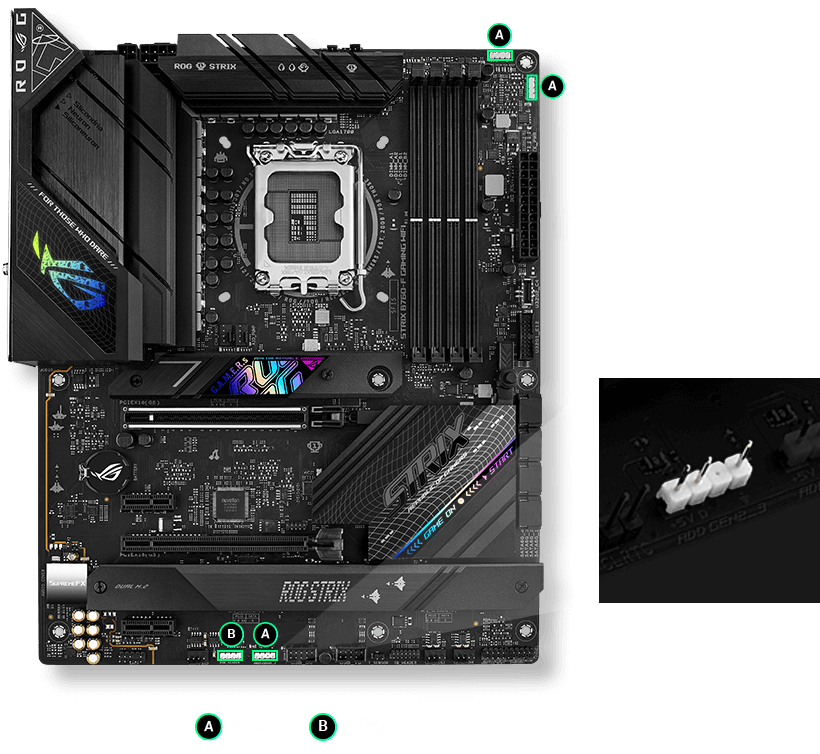 Strix B760-F RGB header locations