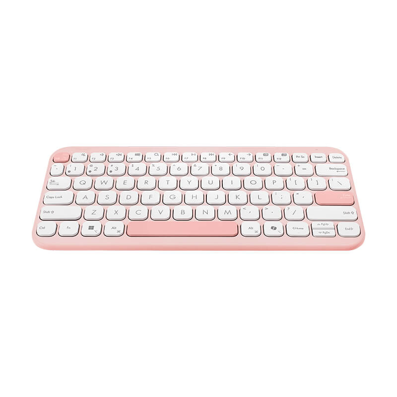 A rose-colored ASUS Marshmellow keyboard.