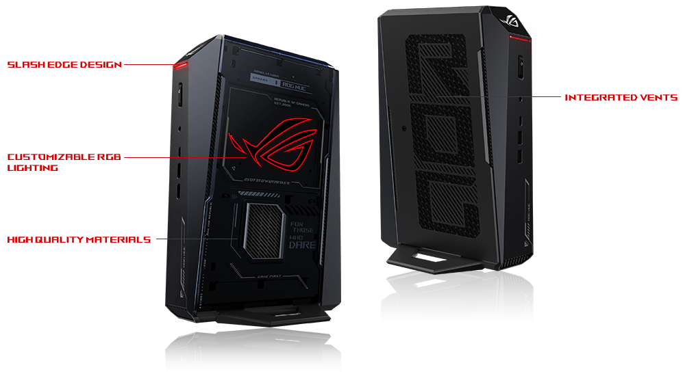 Front and back side of ROG NUC 2025 showing ROG eye