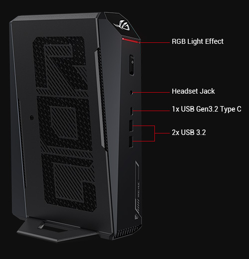 Back side of ROG NUC 2025, showing the airflow vents to promote better cooling