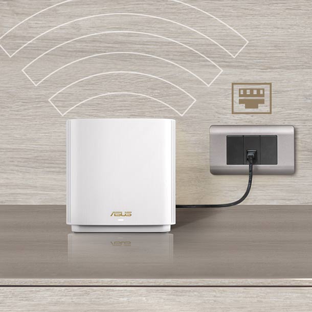 Connectez vos routeurs maillés ZenWiFi XT9 à l'aide de câbles Ethernet pour obtenir des connexions WiFi filaires sans interférences.