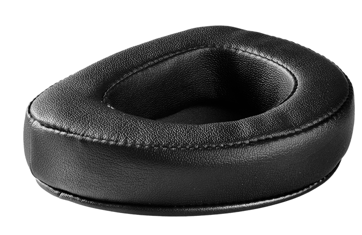 Side-by-side images of the two types of ear cushions available with ROG Delta S Animate, ROG Hybrid Ear Cushions on the left, and Fast-Cooling Protein Leather Ear Cushions on the right