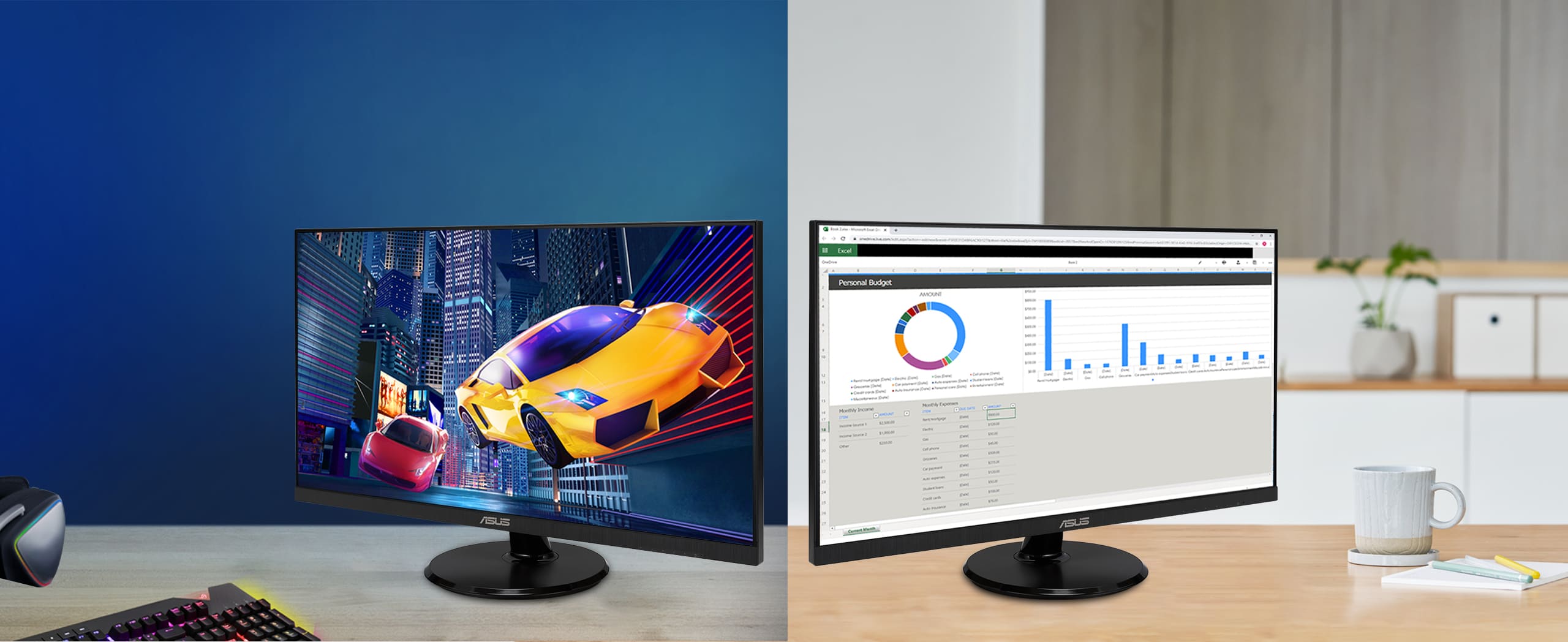 ASUS VA27DQFR is 27-inchIPS Eye Care Gaming monitor with fast 100Hz refresh rate and Adaptive-Sync technology to eliminate screen tearing and choppy frame rates for the smoother-than-ever experience.