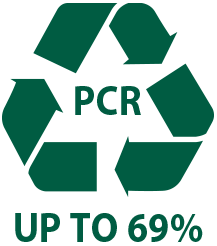 69% post-consumer recycled plastic logo