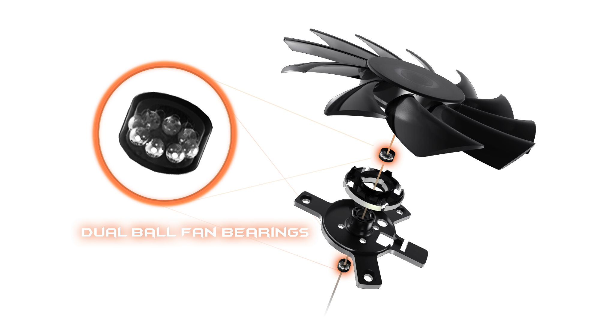 Dual ball fan bearing diagram.