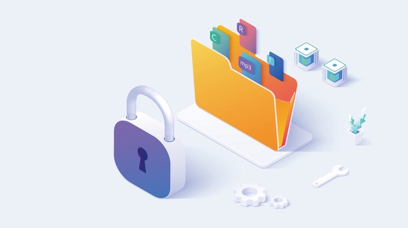 An illustration of a security lock in front of a file icon.