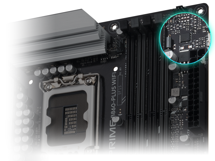 The PRIME B860-PLUS WIFI-CSM motherboard features Q-LED. 