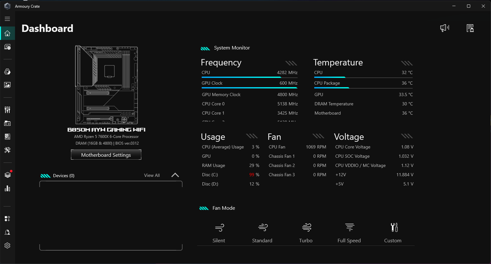 Armoury Crate Dashboard
