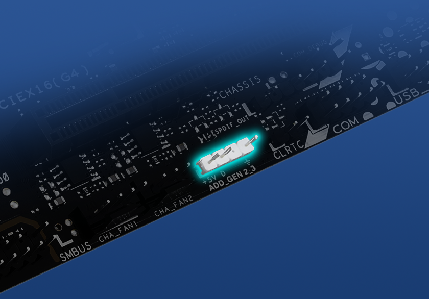Image depicting B850M AYW GAMING WIFI ARGB connectors.