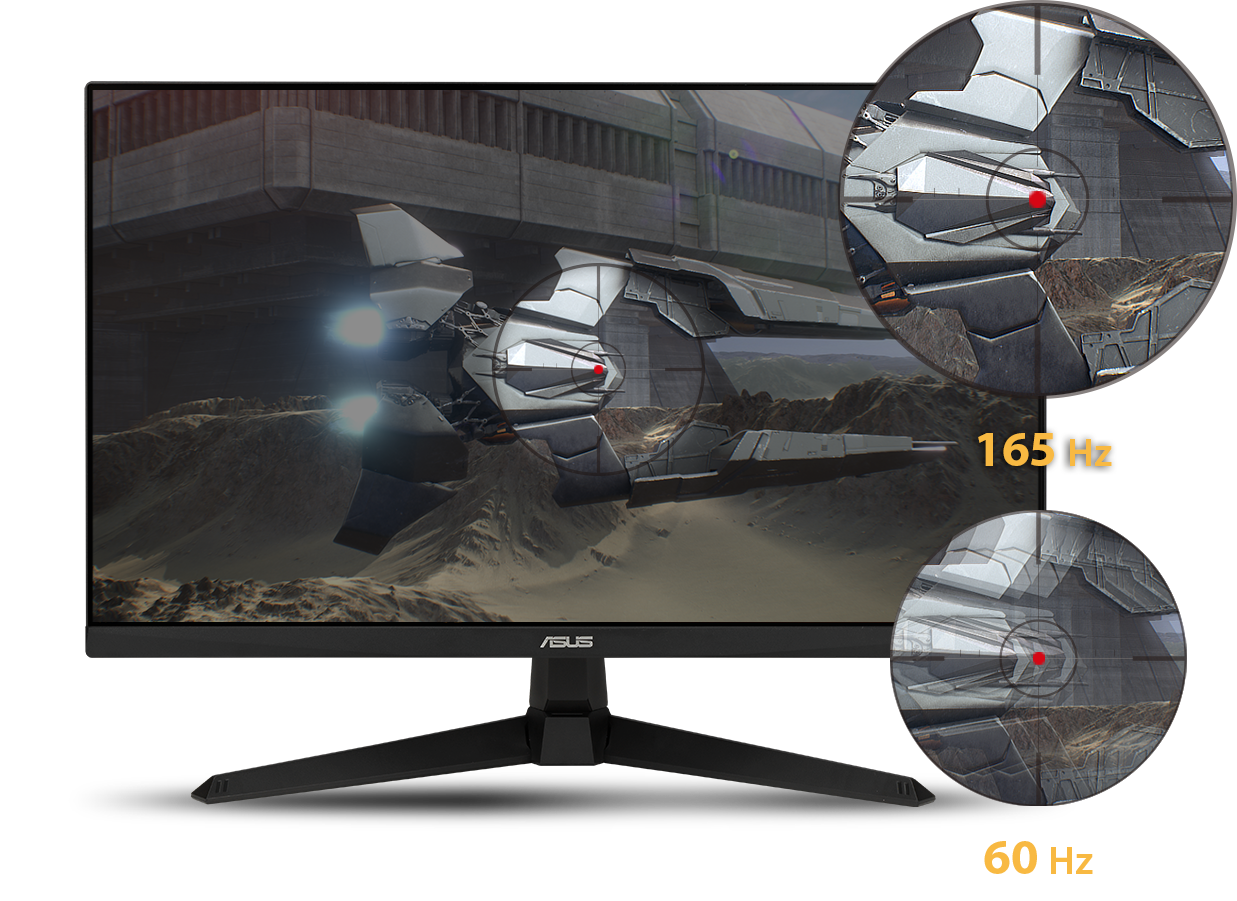 The comparison image of 165Hz refresh rate and 60Hz refresh rate
