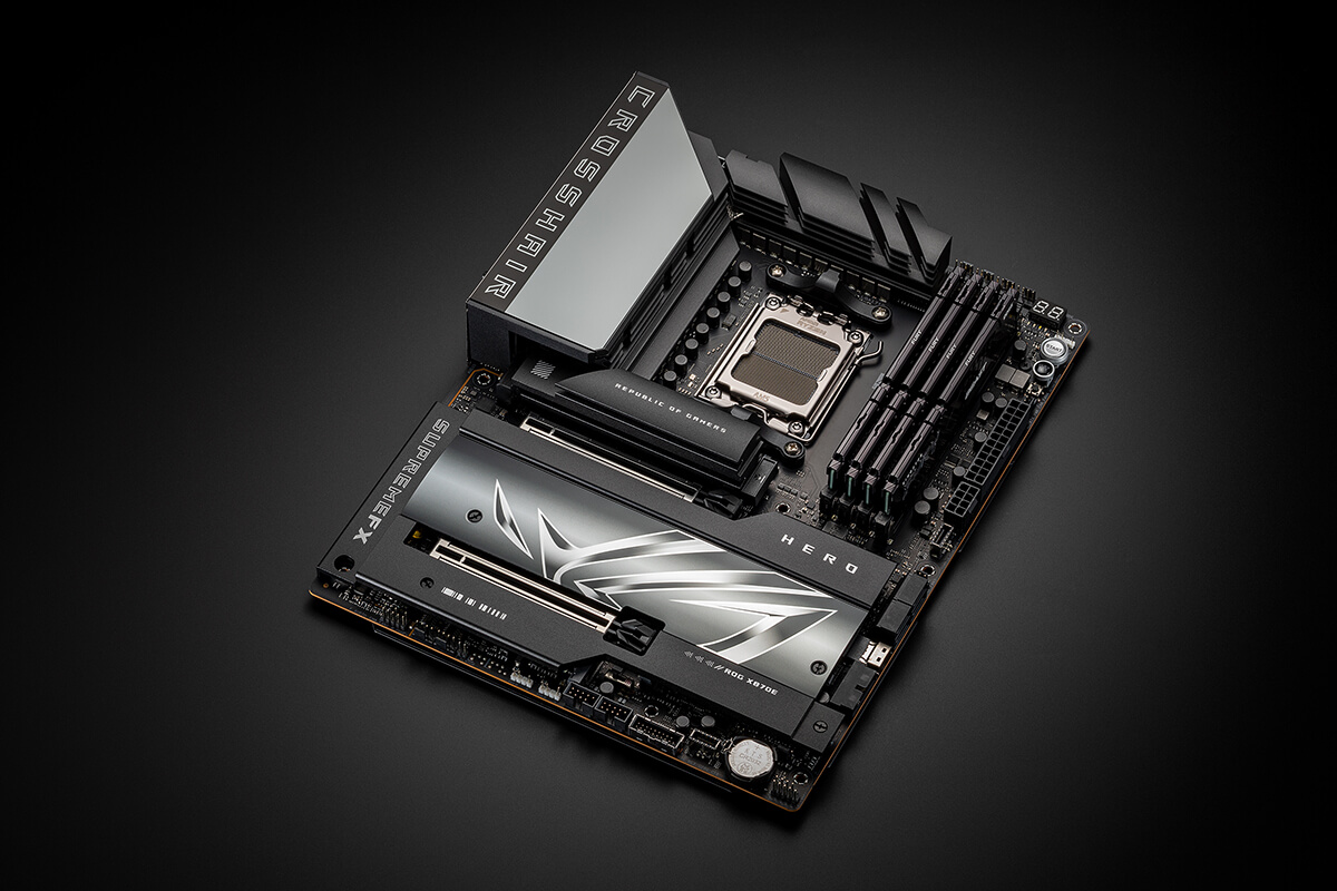 The ROG Crosshair X870 Hero top view