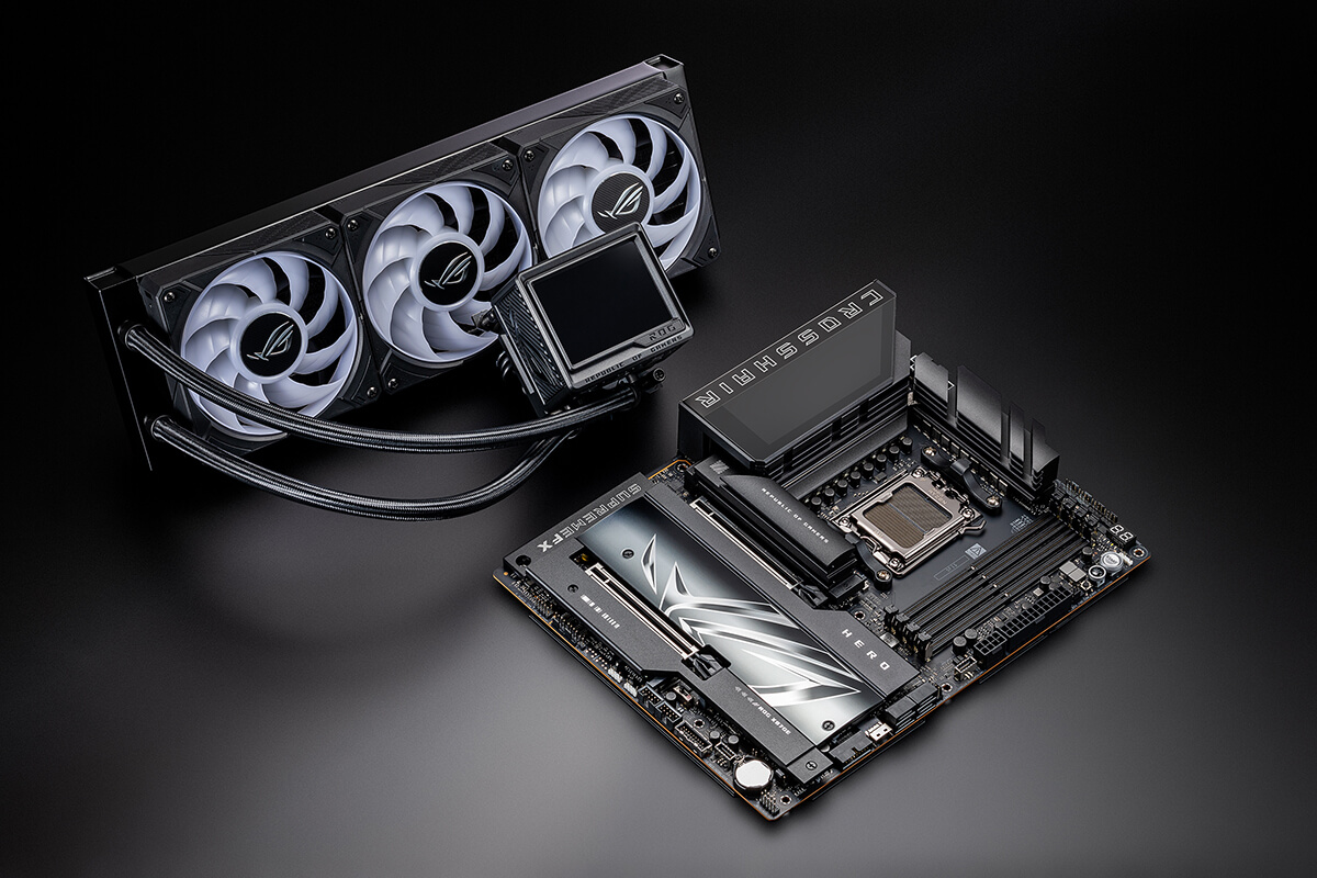 The ROG Crosshair X870 Hero top view with I/O port