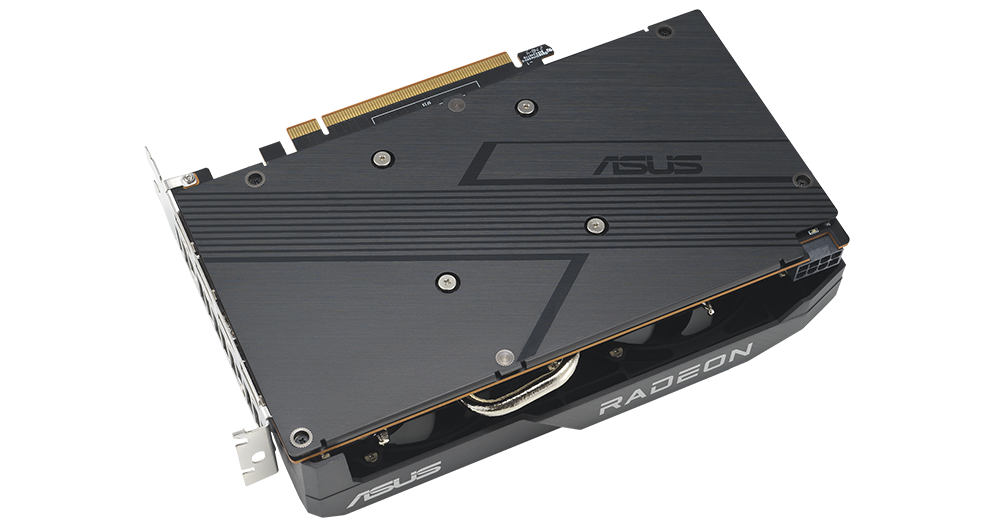 ASUS Dual Radeon RX 7600 V2 graphics card backplate.
