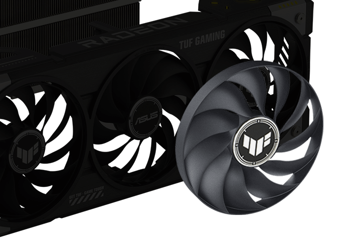 Exploded view of graphics card with Axial-tech fan highlighted